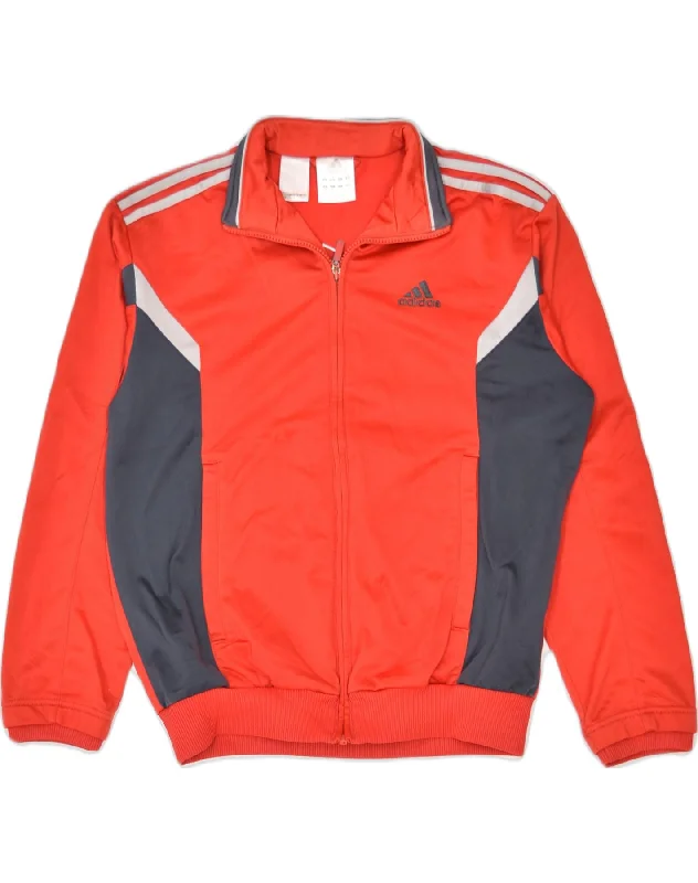 men's lightweight puffer jackets -ADIDAS Boys Graphic Tracksuit Top Jacket 13-14 Years Red Colourblock