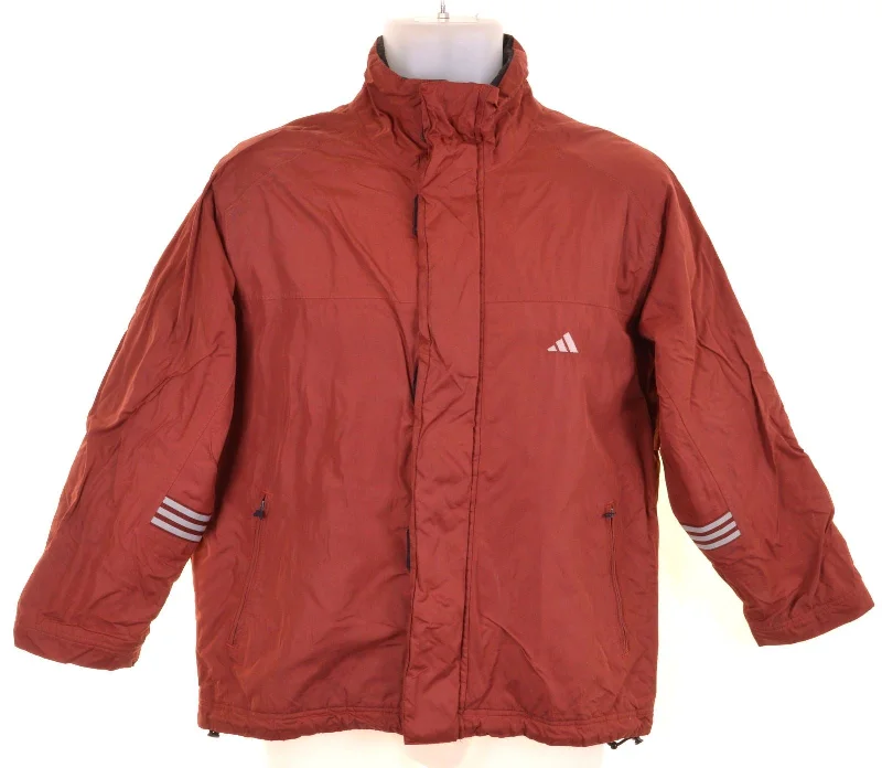 men's fashion jackets -ADIDAS Boys Overjacket 11-12 Years Burgundy Polyester