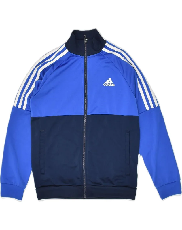 men's grey jackets -ADIDAS Boys Tracksuit Top Jacket 11-12 Years Blue Colourblock Polyester