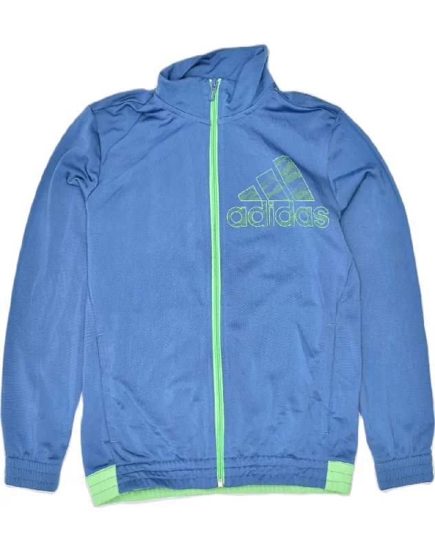 men's fashionable jackets -ADIDAS Boys Tracksuit Top Jacket 11-12 Years  Blue Polyester