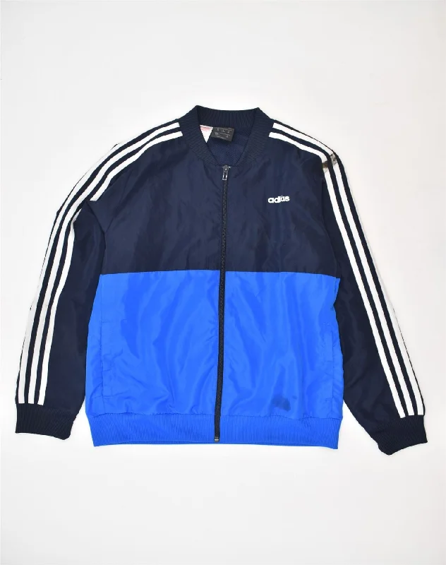 men's varsity jackets for winter -ADIDAS Boys Tracksuit Top Jacket 13-14 Years Navy Blue Polyester