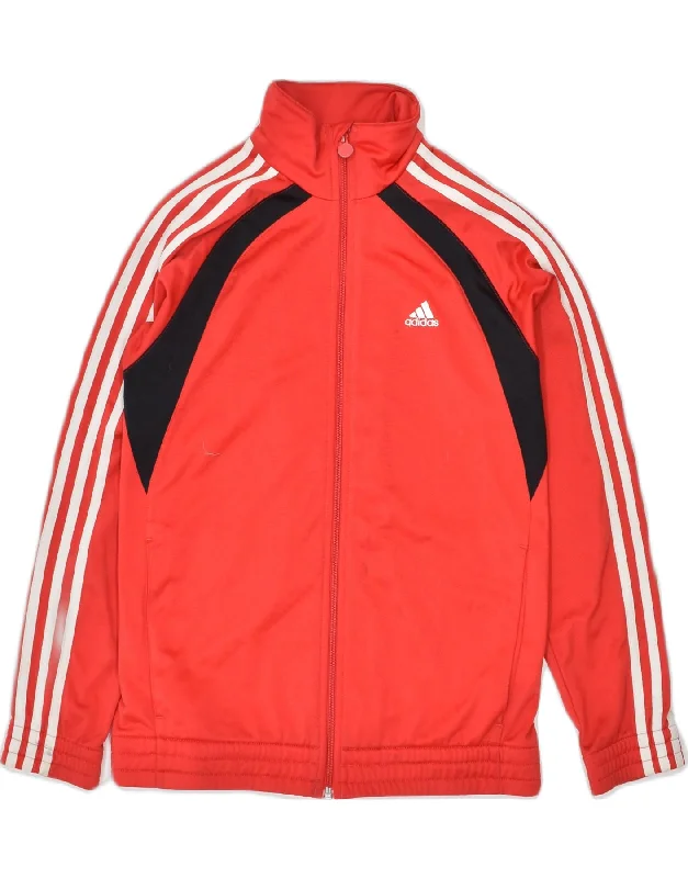 men's tailored jackets -ADIDAS Boys Tracksuit Top Jacket 13-14 Years Red Polyester