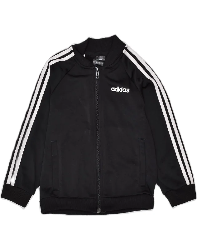 men's athletic fit jackets -ADIDAS Boys Tracksuit Top Jacket 3-4 Years Black Polyester