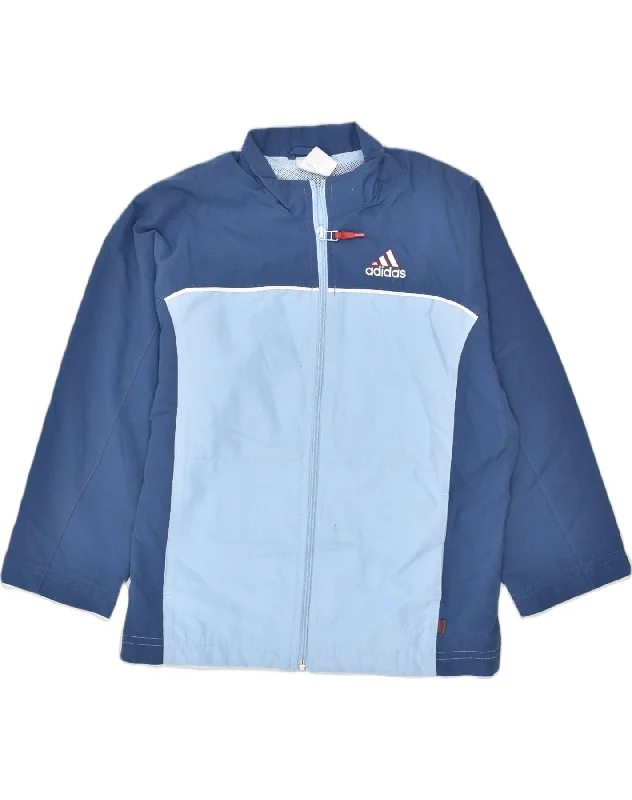 men's waterproof jackets -ADIDAS Boys Tracksuit Top Jacket 7-8 Years Blue Colourblock Polyester