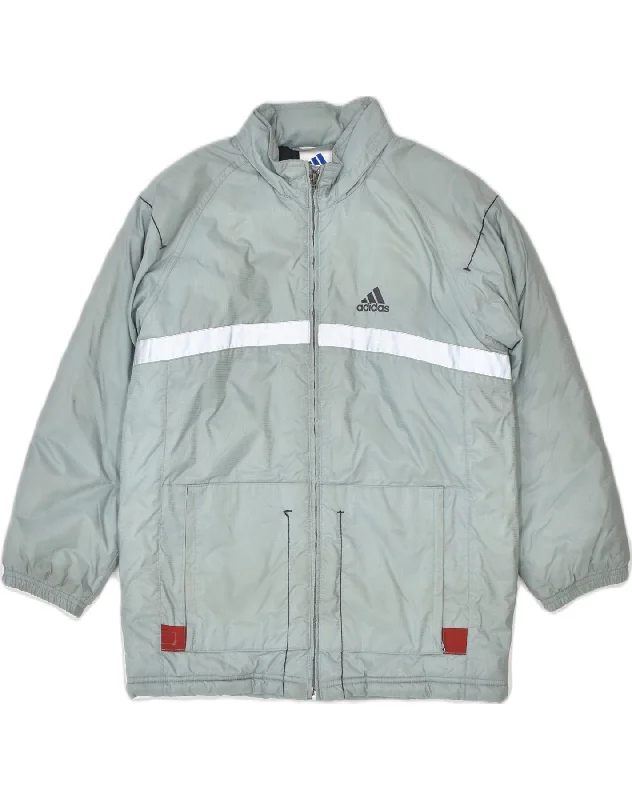 men's military jackets -ADIDAS Boys Windbreaker Jacket 11-12 Years Grey Polyester Winter