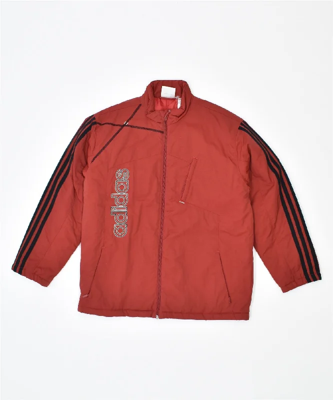 men's windbreaker jackets -ADIDAS Boys Windbreaker Jacket 11-12 Years Red Polyamide