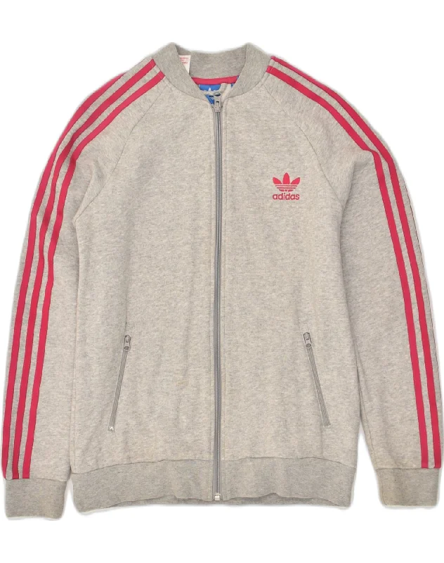 men's performance jackets for running -ADIDAS Girls Graphic Tracksuit Top Jacket 13-14 Years Grey Cotton