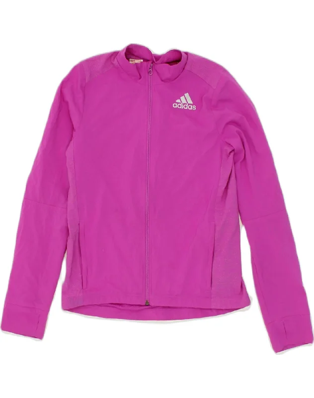 men's waterproof jackets -ADIDAS Girls Tracksuit Top Jacket 13-14 Years Pink Polyester