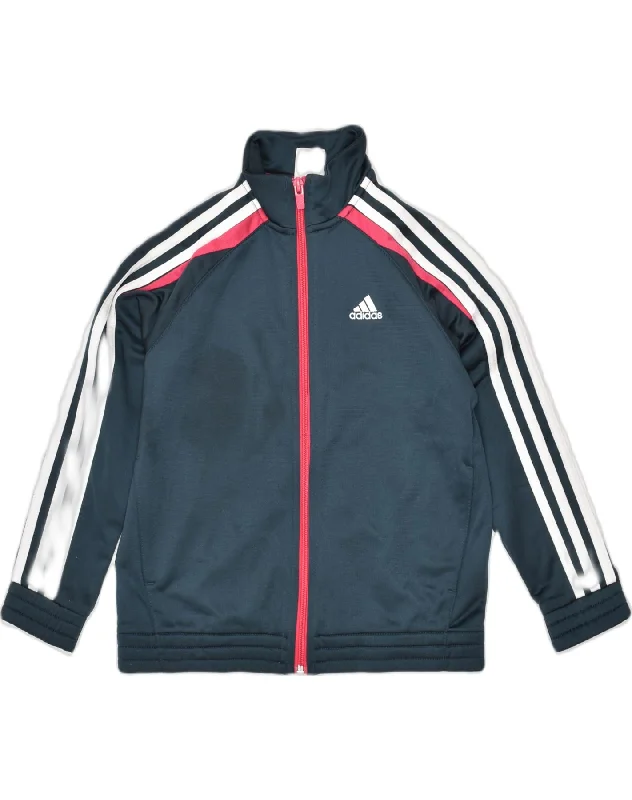 men's grey jackets -ADIDAS Girls Tracksuit Top Jacket 7-8 Years Grey Polyester