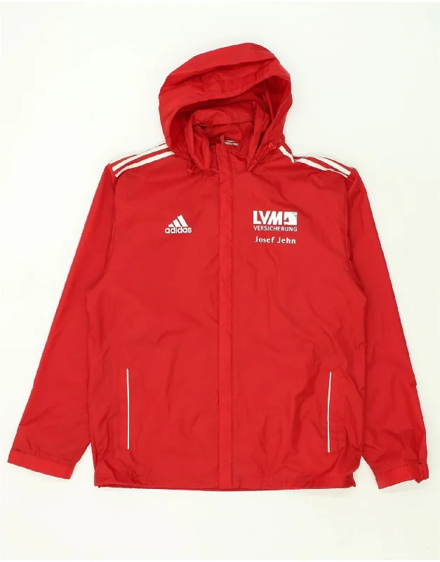 men's luxury jackets -ADIDAS Mens Graphic Hooded Rain Jacket UK 44/46 Large Red Polyester