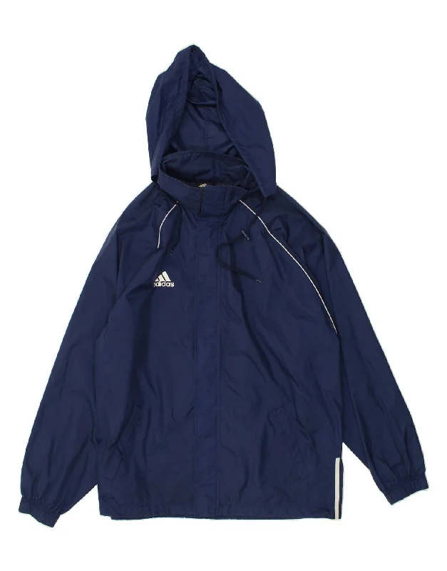 men's stylish rain jackets -ADIDAS Mens Hooded Rain Jacket UK 42/44 Large Navy Blue Nylon