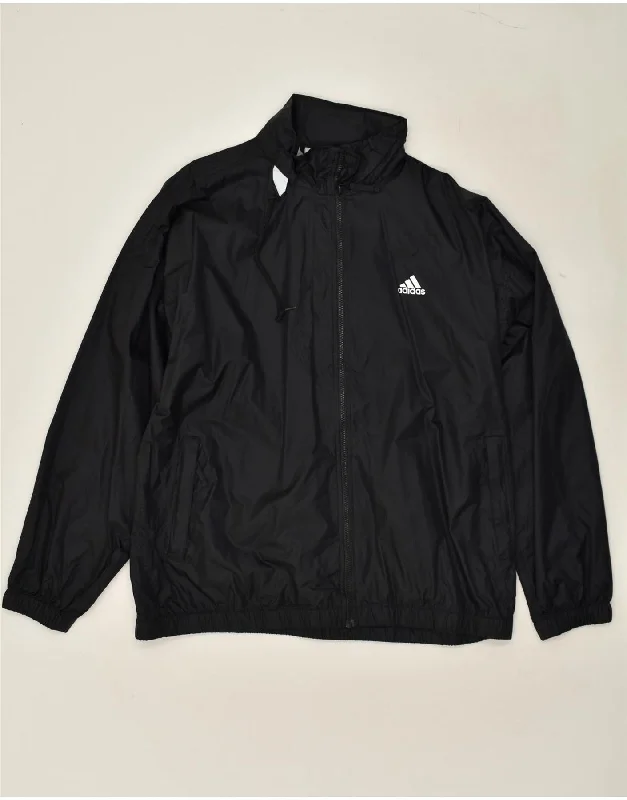 men's winter jackets -ADIDAS Mens Hooded Rain Jacket UK 44/46 Large Black