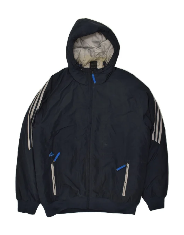 men's premium jackets -ADIDAS Mens Hooded Windbreaker Jacket UK 40 Large Navy Blue