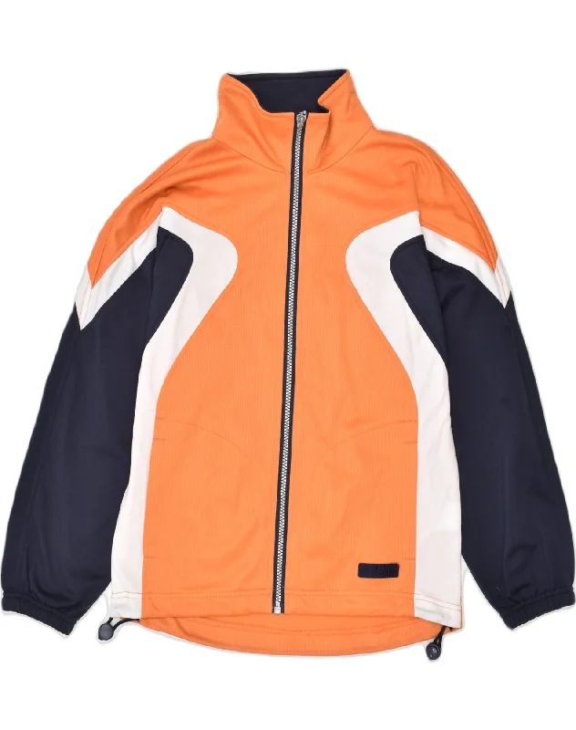 men's fleece-lined jackets -ASICS Girls Tracksuit Top Jacket 15-16 Years Orange Colourblock Polyester