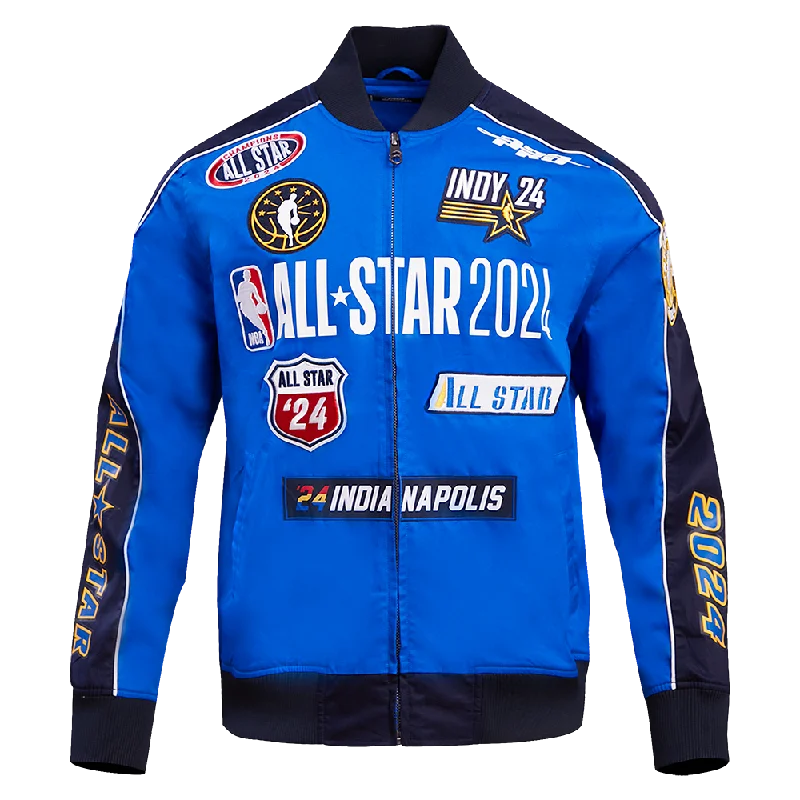 men's minimalist jackets -NBA ALL STAR GAME 2024 MEN'S TWILL JACKET (MIDNIGHT NAVY/ROYAL BLUE)