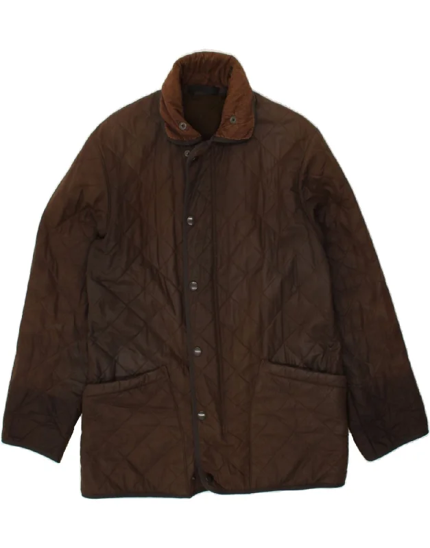 men's casual denim jackets -BARBOUR Mens Quilted Jacket UK 36 Small Brown