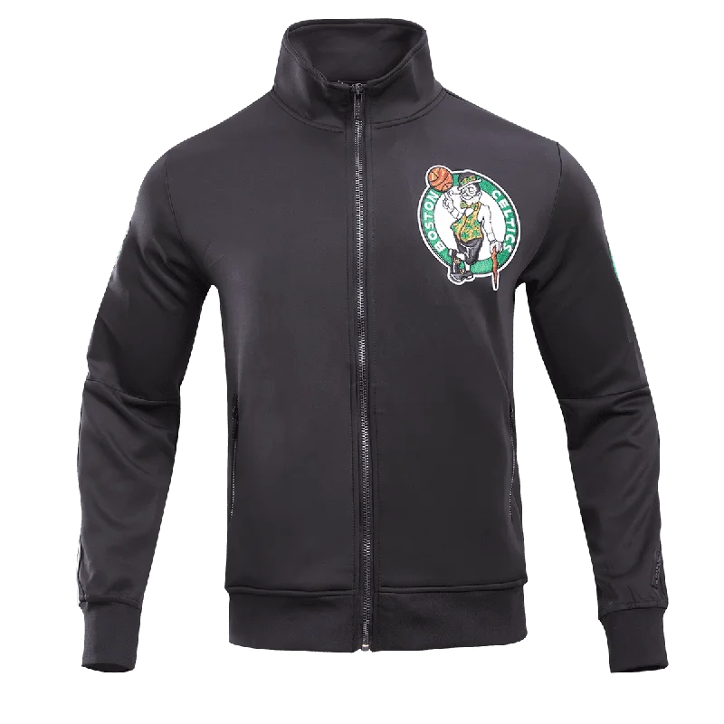 men's zip-up bomber jackets -NBA BOSTON CELTICS CLASSIC MEN'S TRACK JACKET (BLACK)