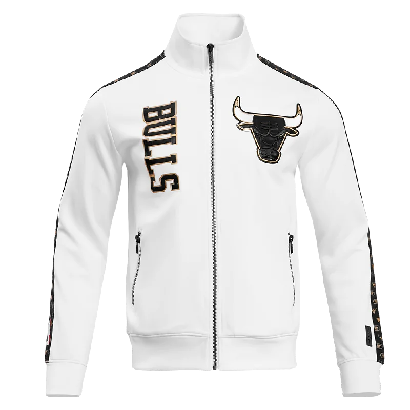 men's designer jackets -CHICAGO BULLS PRINT TAPING DK TRACK JACKET (WHITE/BLACK)