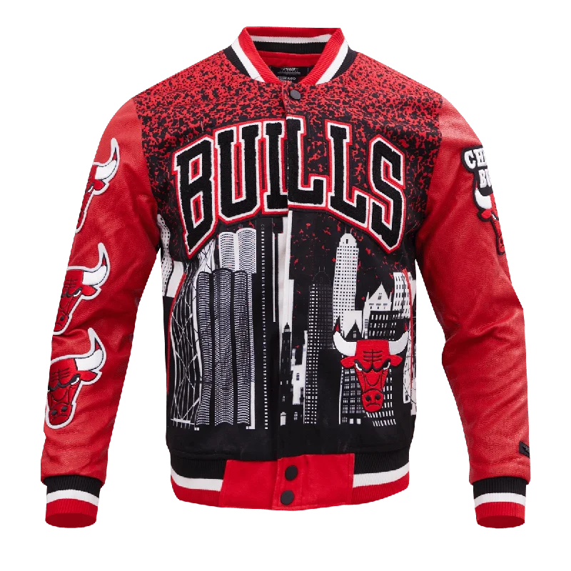 men's premium jackets -NBA CHICAGO BULL REMIX VARSITY MEN'S JACKET (RED)