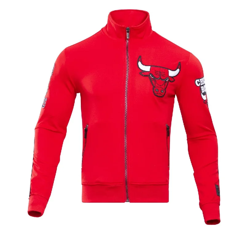 men's leather bomber jackets -NBA CHICAGO BULLS CLASSIC MEN'S TRACK JACKET (RED)