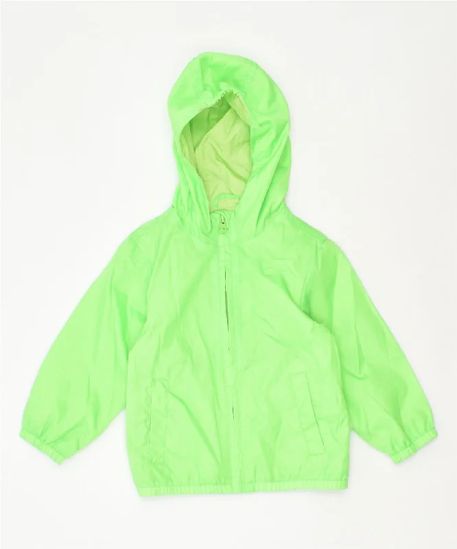 men's reversible jackets -BENETTON Boys Hooded Rain Jacket 18-24 Months Green Polyester