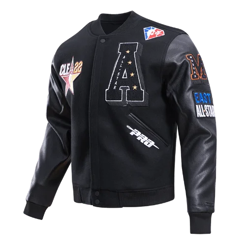 men's padded jackets -NBA HBCU ALL STAR EAST/WEST LOGO MEN'S VARSITY JACKET (BLACK)