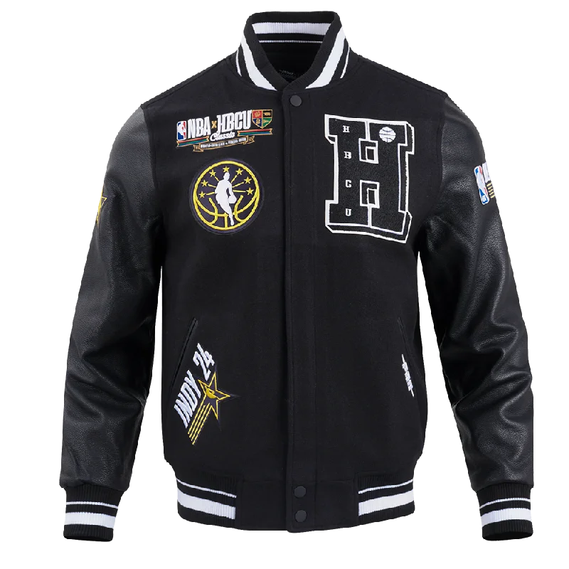 men's formal jackets -HBCU X NBA ALL STAR 2024 MEN'S RIB WOOL VARSITY JACKET (BLACK)