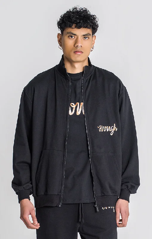 men's black jackets -Black Laced Oversized Jacket