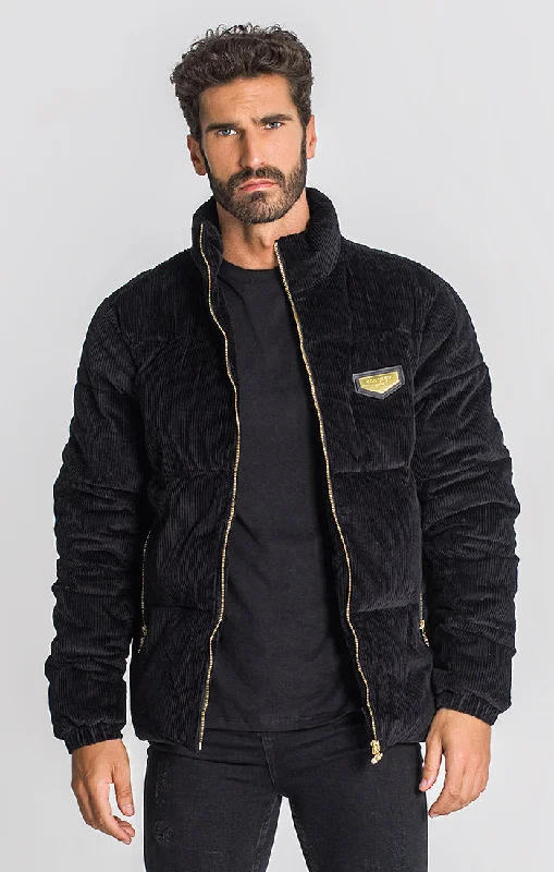 men's reversible jackets -Black Wales Corduroy Jacket