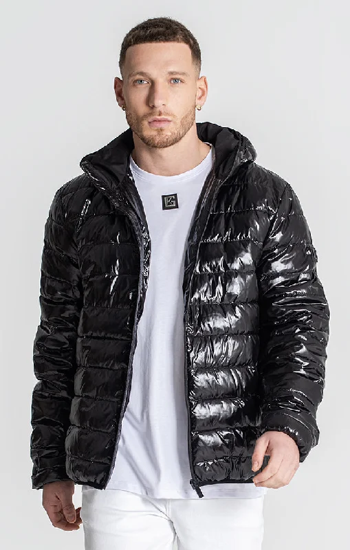 men's modern style jackets -Black Team Puffer Jacket