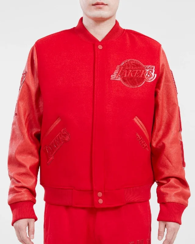 men's jacket with fur collar -NBA LOS ANGELES LAKERS CLASSIC TRIPLE RED WOOL MEN'S VARSITY JACKET (TRIPLE RED)