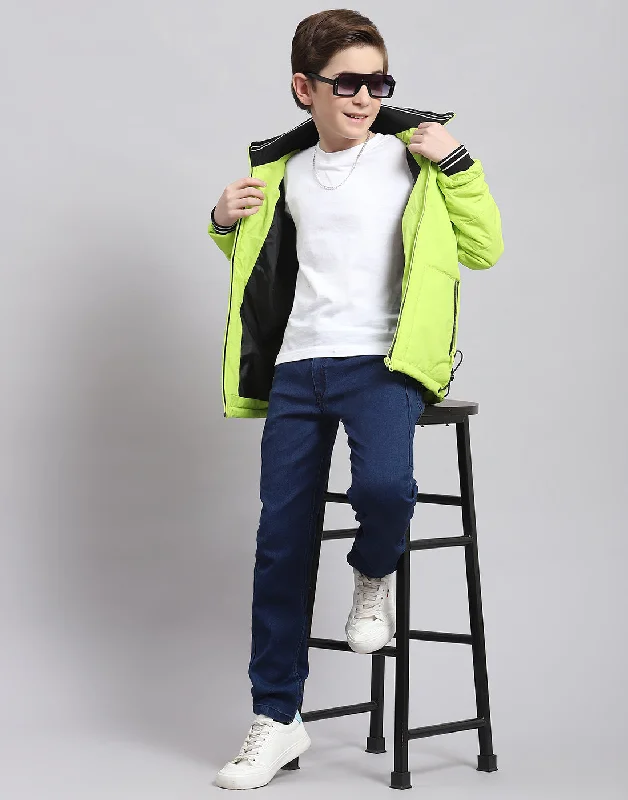 men's formal jackets -Boys Green Printed Collar Full Sleeve Boys Jacket