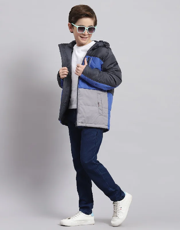 men's coat jackets for winter -Boys Navy Blue Solid Hooded Full Sleeve Boys Jacket