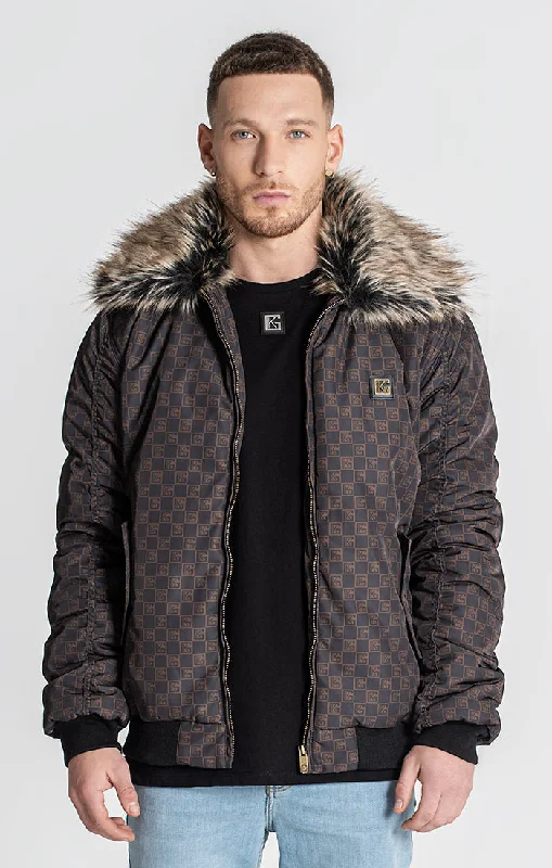 men's tailored winter jackets -Brown Clone Bomber Jacket