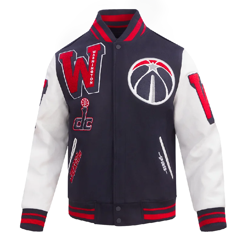 men's reversible jackets -NBA WASHINGTON WIZARDS MASHUP MEN'S RIB WOOL VARSITY JACKET (MIDNIGHT NAVY/RED/MIDNIGHT NAVY)