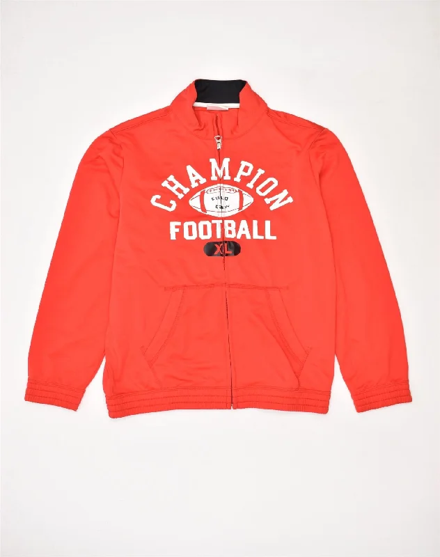 men's cozy jackets -CHAMPION Boys Football Tracksuit Top Jacket 10-11 Years Large Red