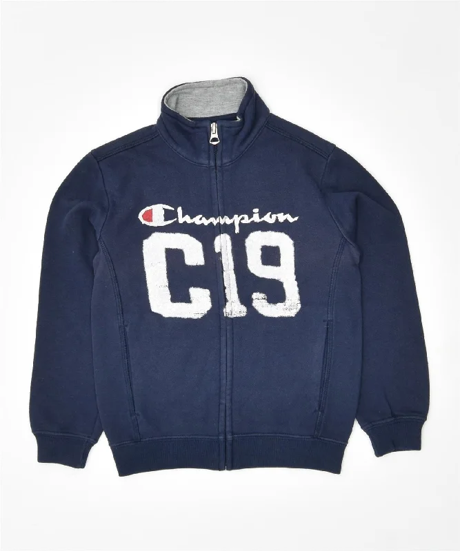 men's light outdoor jackets -CHAMPION Boys Graphic Tracksuit Top Jacket 3-4 Years 2XS Navy Blue Cotton