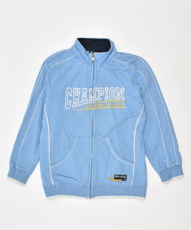 men's fleece-lined jackets -CHAMPION Boys Graphic Tracksuit Top Jacket 7-8 Years Small Blue Sports