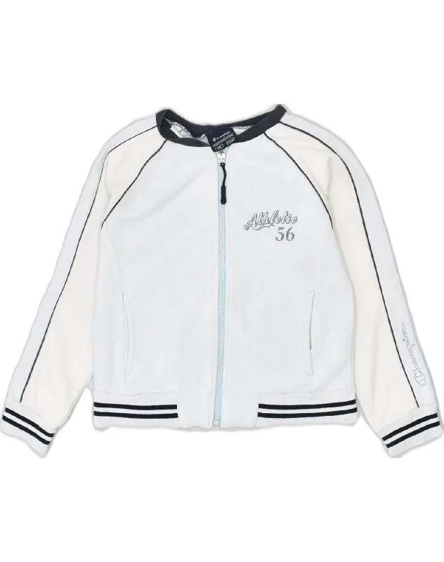 men's blazer jackets -CHAMPION Boys Graphic Tracksuit Top Jacket 7-8 Years White Cotton