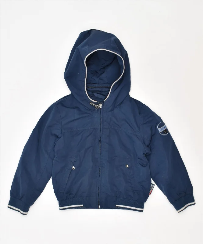 men's fashionable jackets -CHAMPION Boys Hooded Bomber Jacket 9-12 Months Small Navy Blue Polyester