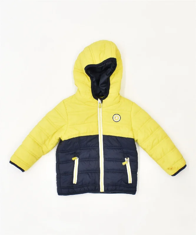 men's tailored winter jackets -CHAMPION Boys Hooded Padded Jacket 9-12 Months Small Yellow Polyamide