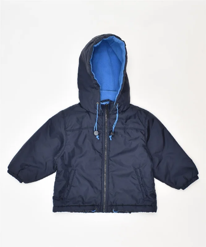 men's coat jackets for fall -CHAMPION Boys Hooded Rain Jacket 9-12 Months Navy Blue Nylon