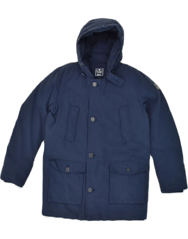 men's quilted jackets -CHAMPION Boys Hooded Utility Jacket 13-14 Years XL Navy Blue Cotton