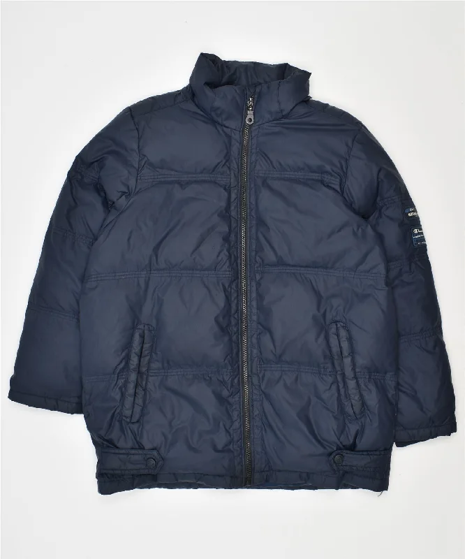 men's modern style jackets -CHAMPION Boys Padded Jacket 9-10 Years Medium Blue Polyamide