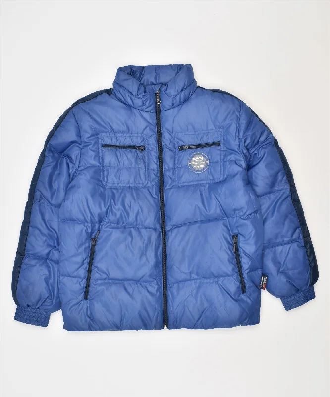 men's cotton jackets -CHAMPION Boys Padded Jacket 9-10 Years Medium Blue Polyester