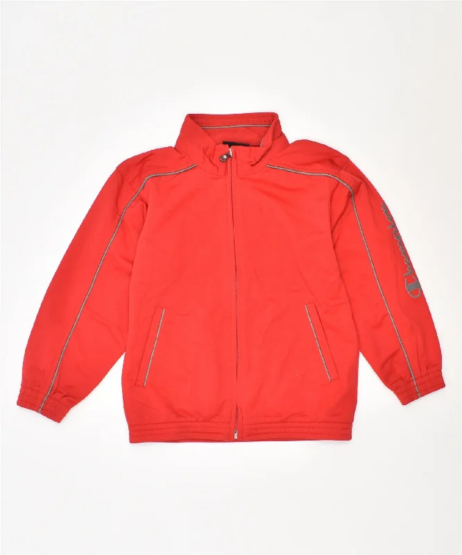 men's cozy jackets -CHAMPION Boys Tracksuit Top Jacket 5-6 Years Red Polyester