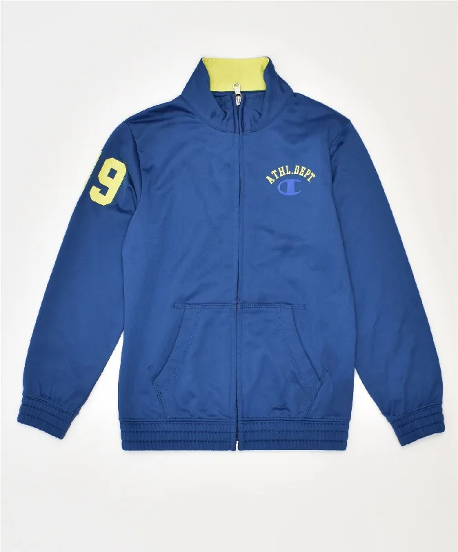 men's sports jackets -CHAMPION Boys Tracksuit Top Jacket 5-6 Years XS Blue Polyester Sports