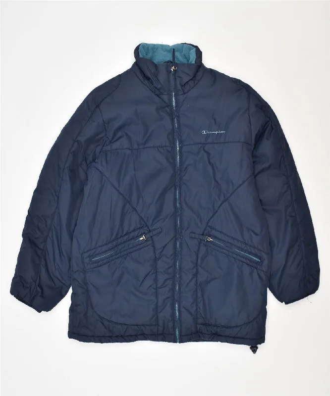 men's summer jackets -CHAMPION Boys Windbreaker Jacket 11-12 Years Large Navy Blue Polyester