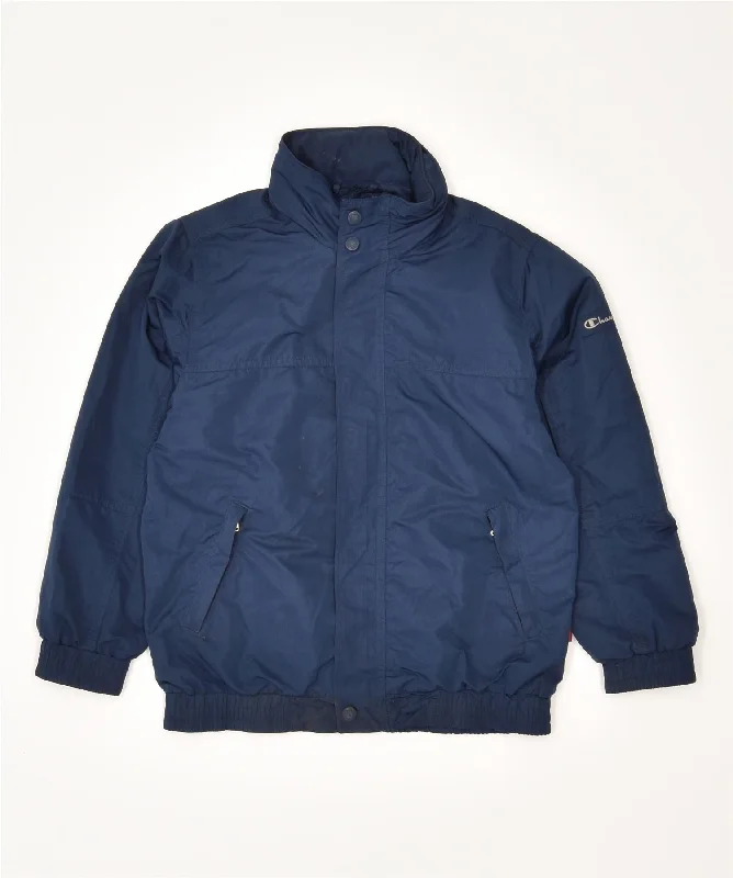 men's reversible jackets -CHAMPION Boys Windbreaker Jacket 9-10 Years Medium Blue Polyester