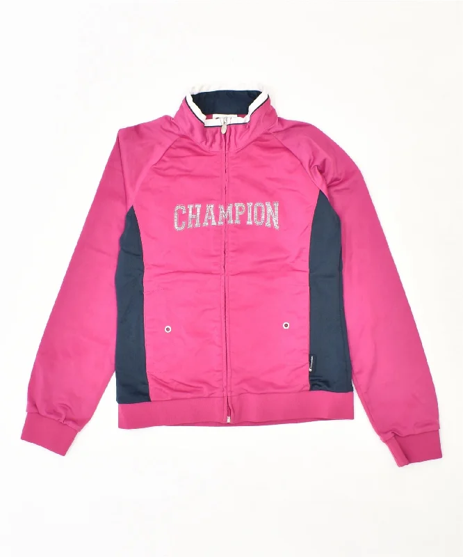 men's army-style jackets -CHAMPION Girls Graphic Tracksuit Top Jacket 11-12 Years Large Pink